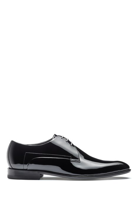 Derby shoes in patent leather with full-leather sole, Black