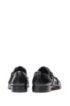 Double-strap monk shoes in burnished grained leather, Black