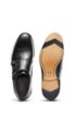 Double-strap monk shoes in burnished grained leather, Black