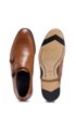 Double-strap monk shoes in burnished grained leather, Brown