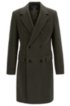 Slim-fit coat with double-breasted closure, Brown