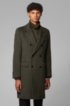 Slim-fit coat with double-breasted closure, Brown