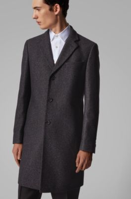 Slim-fit coat in a melange virgin-wool 