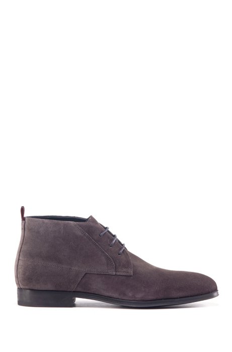 Desert boots in suede with faux-fur lining, Dark Grey