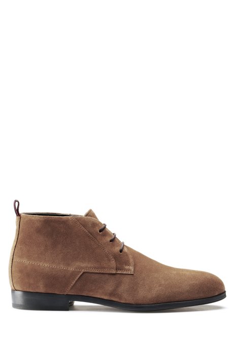 Desert boots in suede with faux-fur lining, Brown