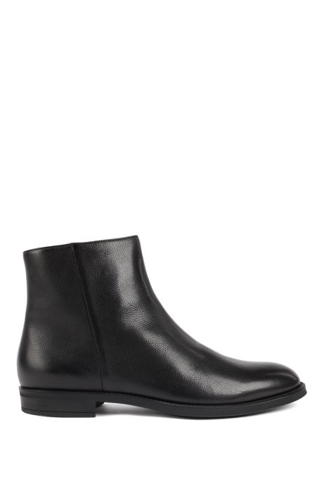 Italian-made zipped ankle boots with shearling lining, Black