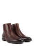 Italian-made zipped ankle boots with shearling lining, Dark Brown