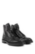 Lace-up boots in leather with shearling lining, Black