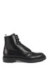 Lace-up boots in leather with shearling lining, Black