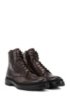 Lace-up boots in leather with shearling lining, Dark Brown