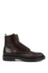 Lace-up boots in leather with shearling lining, Dark Brown
