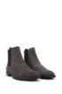 Italian-made Chelsea boots in calf suede, Dark Grey