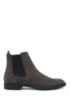 Italian-made Chelsea boots in calf suede, Dark Grey