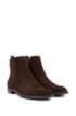 Italian-made Chelsea boots in calf suede, Dark Brown
