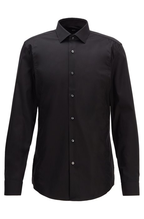 Slim-fit shirt in easy-iron Austrian cotton, Black