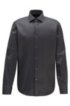 Regular-fit shirt in diagonal-striped cotton twill, Dark Grey