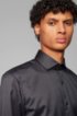 Regular-fit shirt in diagonal-striped cotton twill, Dark Grey