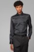 Regular-fit shirt in diagonal-striped cotton twill, Dark Grey