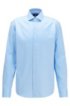 Regular-fit shirt in diagonal-striped cotton twill, Light Blue