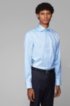 Regular-fit shirt in diagonal-striped cotton twill, Light Blue