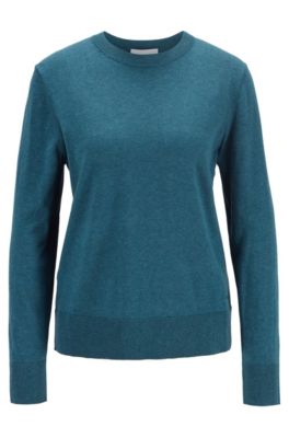 Crew-neck sweater in cotton with silk 