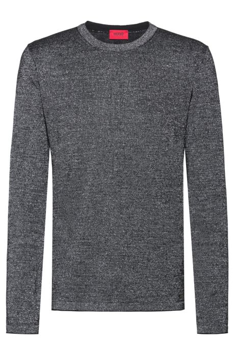 Knitted sweater in a wool blend with metallised yarns, Silver
