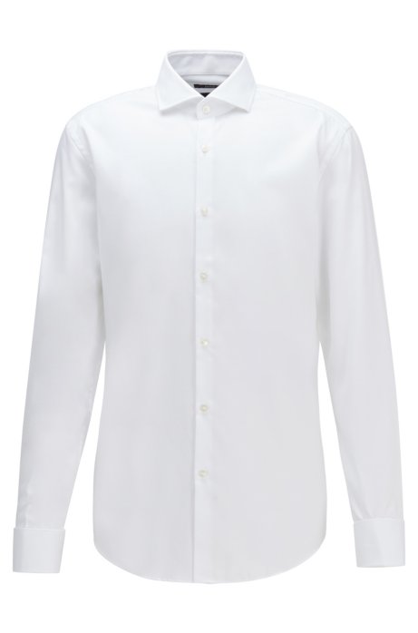 Slim-fit shirt in easy-iron cotton, White