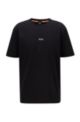 Relaxed-fit T-shirt in stretch cotton with layered logo, Black