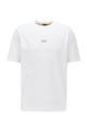 T-shirt relaxed fit in cotone elasticizzato con logo a strati, Bianco
