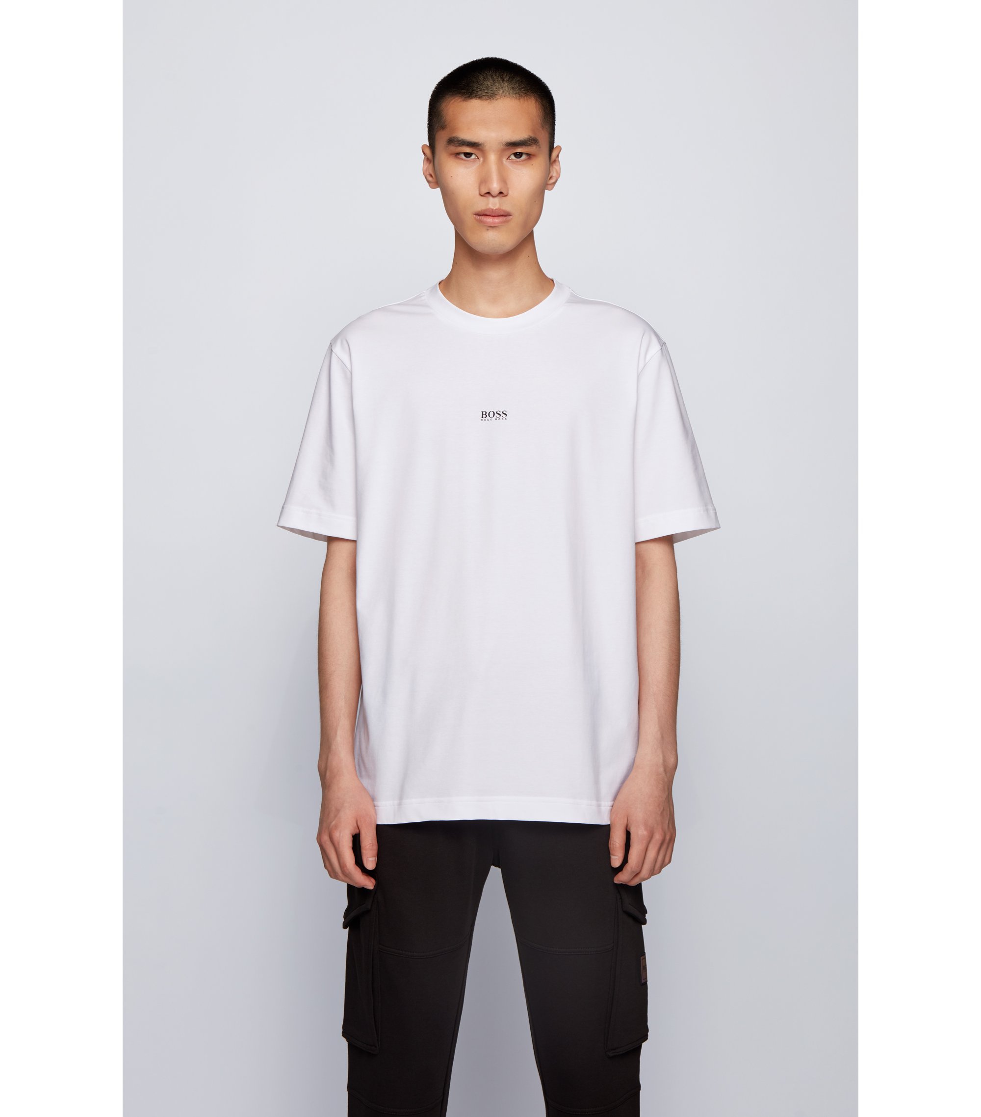 BOSS - Relaxed-fit T-shirt in stretch cotton with layered logo