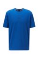 Relaxed-fit T-shirt in stretch cotton with layered logo, Blue