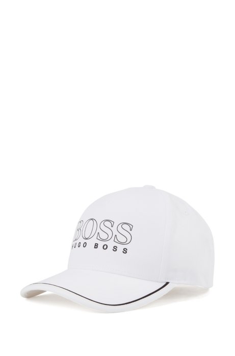 Cotton-blend cap with rubberised logo print, Natural