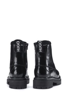HUGO - Lace-up ankle boots in lustrous 