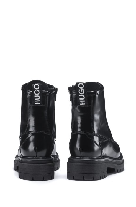 Hugo Lace Up Ankle Boots In Lustrous Italian Leather