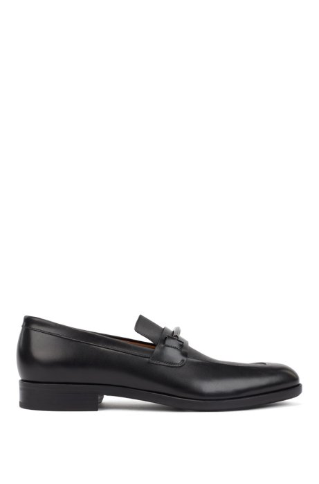Italian-made loafers in embossed calf leather , Black