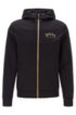 Cotton-blend zip-through hoodie with curved logo, Black