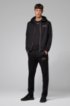 Cotton-blend zip-through hoodie with curved logo, Black