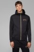 Cotton-blend zip-through hoodie with curved logo, Black