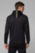 Cotton-blend zip-through hoodie with curved logo, Black