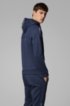 Cotton-blend zip-through hoodie with curved logo, Dark Blue