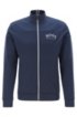 Zip-through sweatshirt with curved logo and metallic accents, Dark Blue