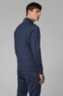 Zip-through sweatshirt with curved logo and metallic accents, Dark Blue