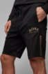 Slim-fit drawstring jersey shorts with curved logo, Black