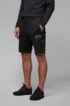 Slim-fit drawstring jersey shorts with curved logo, Black