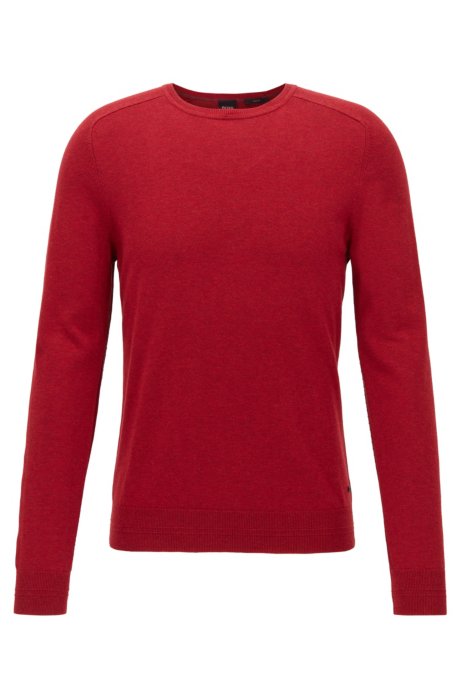 Slim-fit sweater in cotton with reverse-stitch details, Red