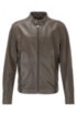 Regular-fit blouson-style jacket in lamb leather, Dark Brown
