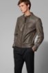 Regular-fit blouson-style jacket in lamb leather, Dark Brown