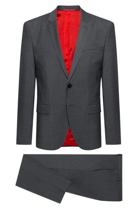 Extra-slim-fit suit in two-way stretch fabric, Dark Grey