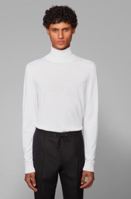 mens black silk turtleneck