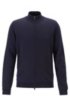Zip-through cardigan in virgin wool, Dark Blue